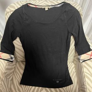 Authentic Burberry 3/4 sleeve length top checked cuff